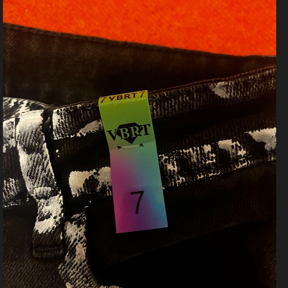 Vibrant M.I.U black with painted white bands and crossover waist jeans NWT - Picture 6 of 14